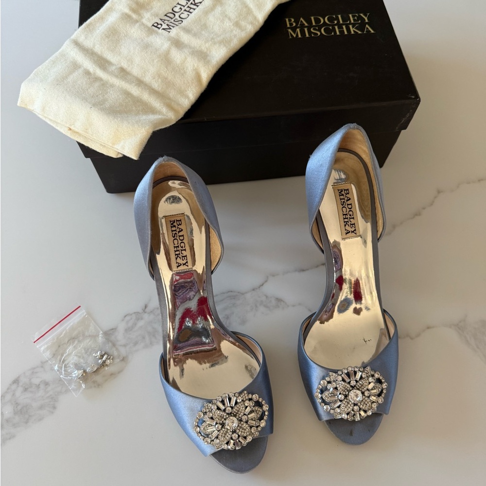 Badgley Mischka Blue Embellished Heels
